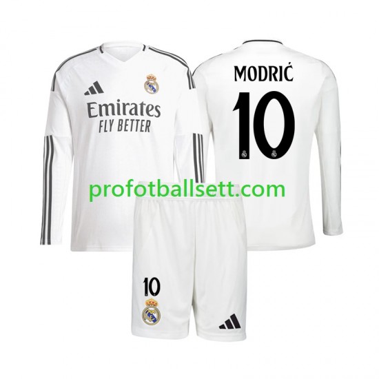 Fotballdrakt Real Madrid Luka Modric 10 Barn Hjemmekit 2024-2025 Langermet