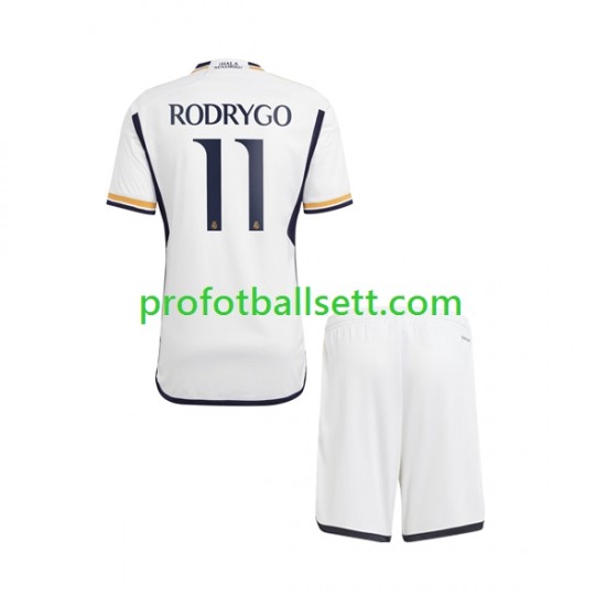 Fotballdrakt Real Madrid Rodrygo Goes 11 Barn Hjemmekit 2023-2024 Kortermet