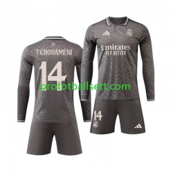Fotballdrakt Real Madrid Tchouameni 14 Barn Bortekit 2024-2025 Langermet