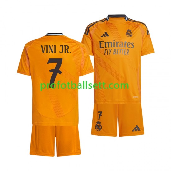 Fotballdrakt Real Madrid VINI JR 7 Barn Bortekit 2024-2025 Kortermet