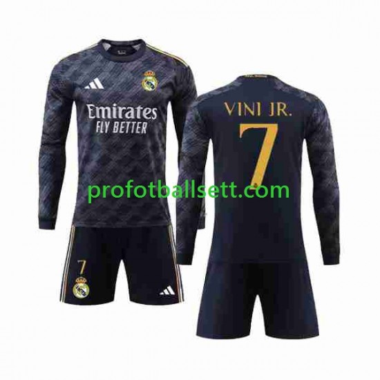 Fotballdrakt Real Madrid Vini Jr 7 Barn Bortekit 2023-2024 Langermet