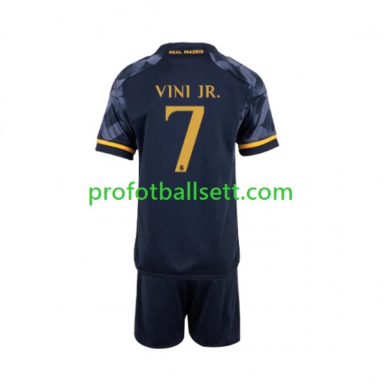 Fotballdrakt Real Madrid Vinicius Junior 7 Barn Bortekit 2023-2024 Kortermet