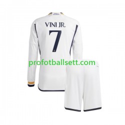 Fotballdrakt Real Madrid Vinicius Junior 7 Barn Hjemmekit 2023-2024 Langermet
