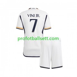 Fotballdrakt Real Madrid Vinicius Junior 7 Barn Hjemmekit 2023-2024 Kortermet