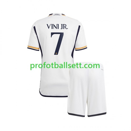 Fotballdrakt Real Madrid Vinicius Junior 7 Barn Hjemmekit 2023-2024 Kortermet