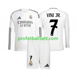 Fotballdrakt Real Madrid Vinicius Junior 7 Barn Hjemmekit 2024-2025 Langermet