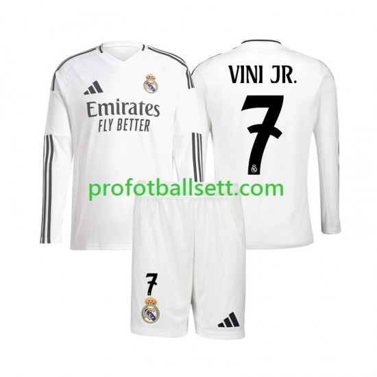 Fotballdrakt Real Madrid Vinicius Junior 7 Barn Hjemmekit 2024-2025 Langermet