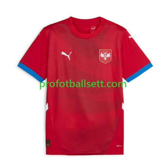 Fotballdrakt Serbia Herre Hjemmekit Euro 2024 Rød Kortermet