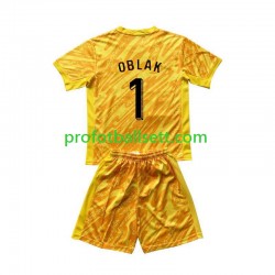 Fotballdrakt Slovenia Keeper Jan Oblak 1 Barn Hjemmekit Euro 2024 Gul Kortermet