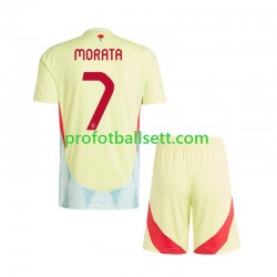 Fotballdrakt Spania Alvaro Morata 7 Barn Bortekit Euro 2024 Kortermet