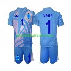Fotballdrakt Spania Keeper David Raya 1 Barn Hjemmekit Euro 2024 Kortermet