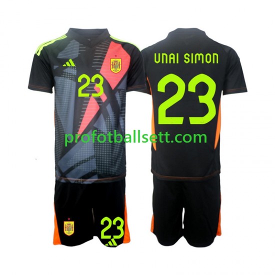 Fotballdrakt Spania Keeper Unai Simon 23 Barn Bortekit Euro 2024 Kortermet