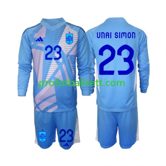 Fotballdrakt Spania Keeper Unai Simon 23 Barn Hjemmekit Euro 2024 Langermet