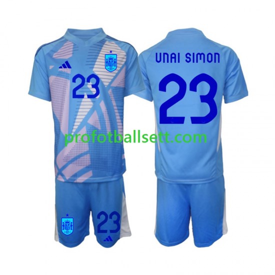 Fotballdrakt Spania Keeper Unai Simon 23 Barn Hjemmekit Euro 2024 Kortermet