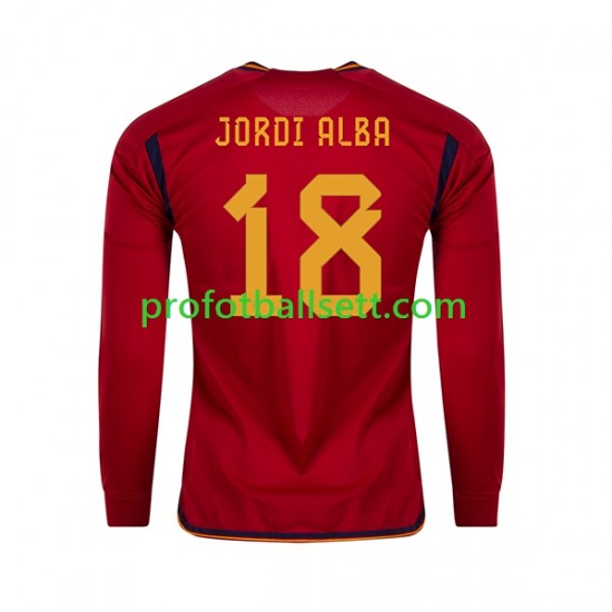 Fotballdrakt Spania JORDI ALBA 18 Herre Hjemmekit VM 2022 Langermet