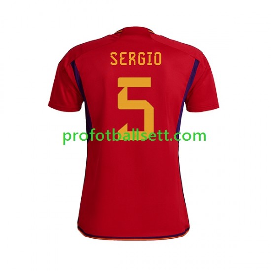 Fotballdrakt Spania SERGIO BUSQUETS 5 Herre Hjemmekit VM 2022 Kortermet