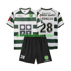 Retro Fotballdrakt Sporting CP Cristiano Ronaldo 28 2001 2003 Barn Hjemmekit Kortermet