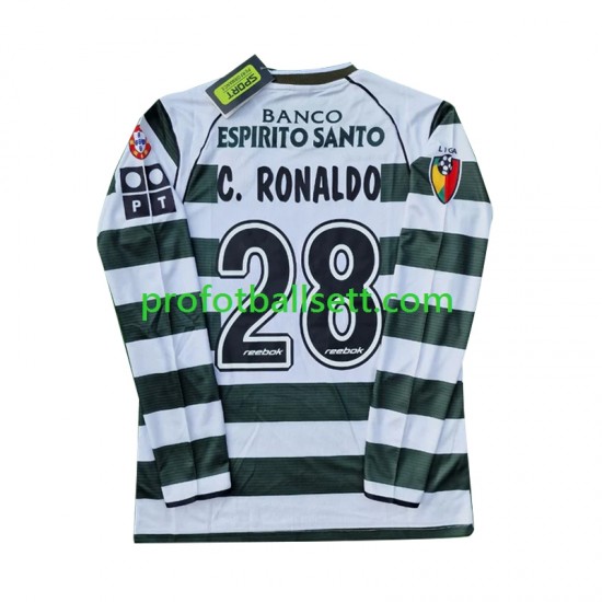 Retro Fotballdrakt Sporting CP Cristiano Ronaldo 28 2001 2003 Herre Hjemmekit Langermet