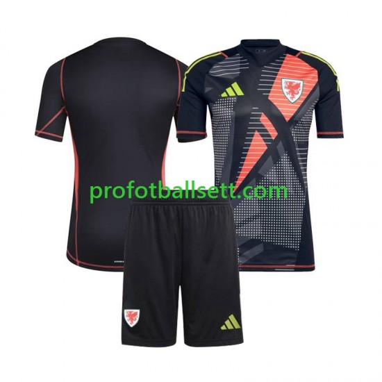 Fotballdrakt Wales Keeper Barn Hjemmekit 2024 Svart Kortermet
