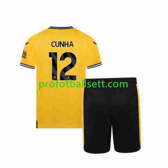 Fotballdrakt Wolverhampton Wanderers CUNHA 12 Barn Hjemmekit 2023-2024 Kortermet