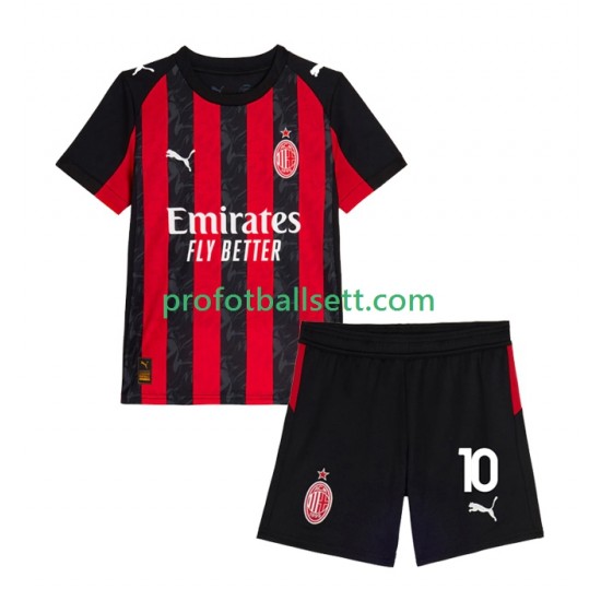 Fotballdrakt AC Milan Rafael Leao 10 Barn Hjemmekit 2025-2026 Kortermet