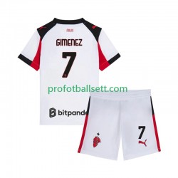 Fotballdrakt AC Milan Santiago Gimenez 7 Barn Bortekit 2025-2026 Kortermet