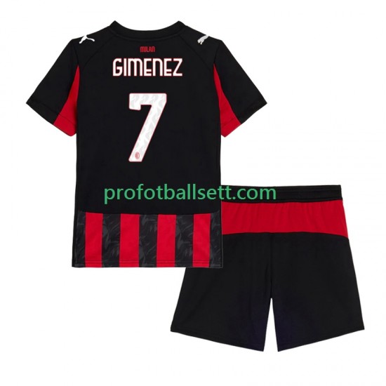 Fotballdrakt AC Milan Santiago Gimenez 7 Barn Hjemmekit 2025-2026 Kortermet