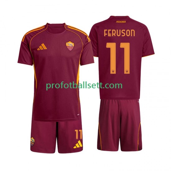 Fotballdrakt AS Roma Evan Ferguson 11 Barn Hjemmekit 2025-2026 Kortermet
