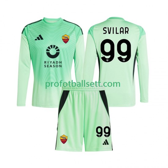 Fotballdrakt AS Roma Keeper Mile Svilar 99 Barn Bortekit Fjerdekit 2025-2026 Langermet