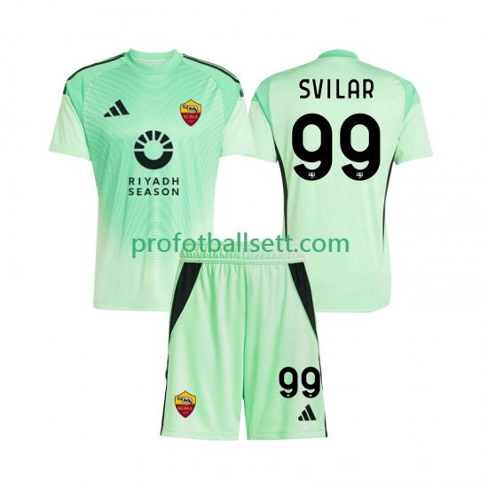 Fotballdrakt AS Roma Keeper Mile Svilar 99 Barn Bortekit Fjerdekit 2025-2026 Kortermet