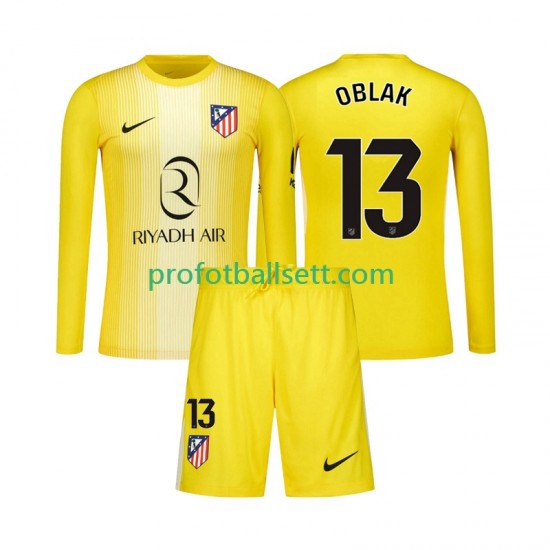 Fotballdrakt Atlético Madrid Keeper Jan Oblak 13 Barn Hjemmekit 2025-2026 Langermet