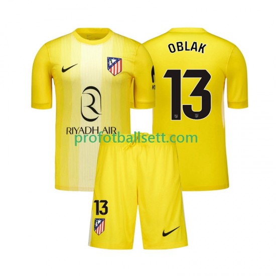 Fotballdrakt Atlético Madrid Keeper Jan Oblak 13 Barn Hjemmekit 2025-2026 Kortermet