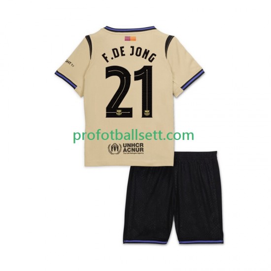 Fotballdrakt FC Barcelona Frenkie de Jong 21 UCL Barn Bortekit 2025-2026 Kortermet