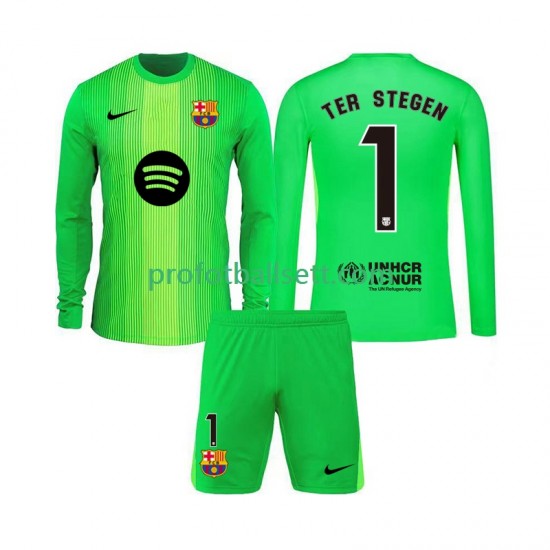 Fotballdrakt FC Barcelona Keeper Ter Stegen 1 Barn Hjemmekit 2025-2026 Langermet
