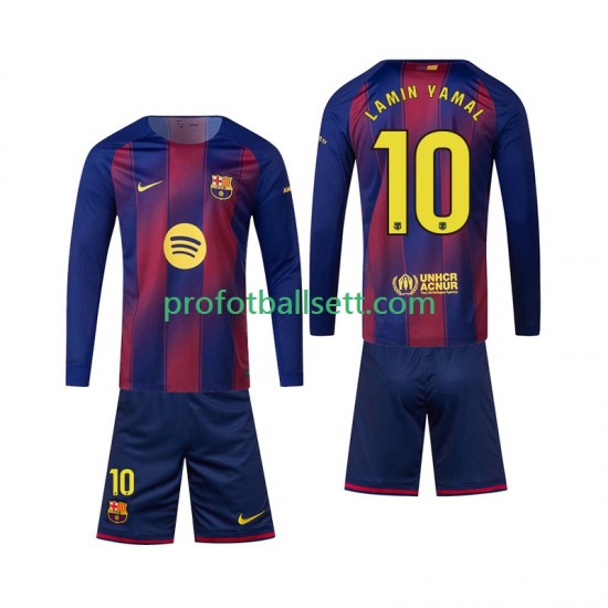 Fotballdrakt FC Barcelona Lamine Yamal 10 Barn Hjemmekit 2025-2026 Langermet