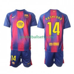 Fotballdrakt FC Barcelona Marcus Rashford 14 Barn Hjemmekit 2025-2026 Kortermet