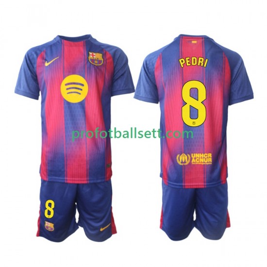 Fotballdrakt FC Barcelona Pedri 8 Barn Hjemmekit 2025-2026 Kortermet