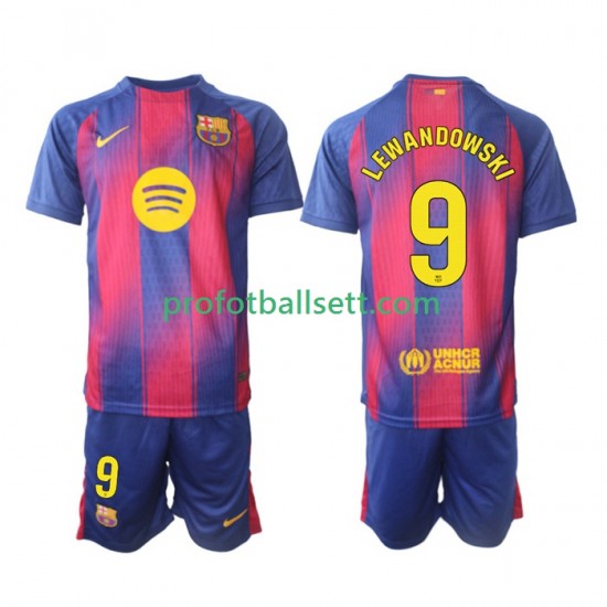 Fotballdrakt FC Barcelona Robert Lewandowski 9 Barn Hjemmekit 2025-2026 Kortermet