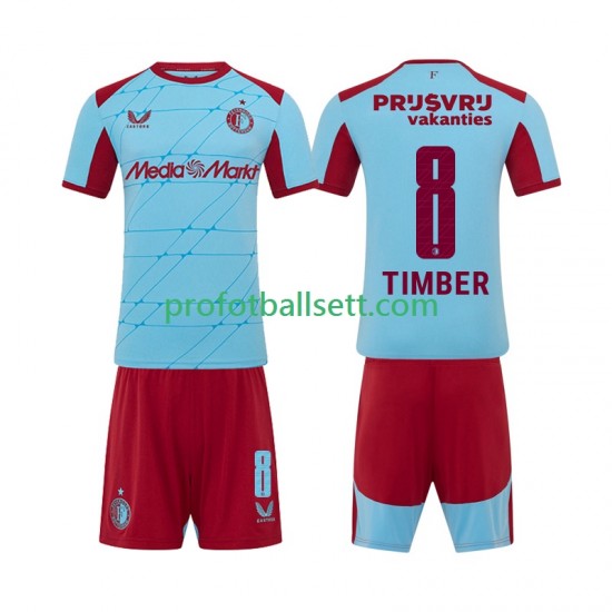 Fotballdrakt Feyenoord Rotterdam Quinten Timber 8 Barn Tredjekit 2025-2026 Kortermet