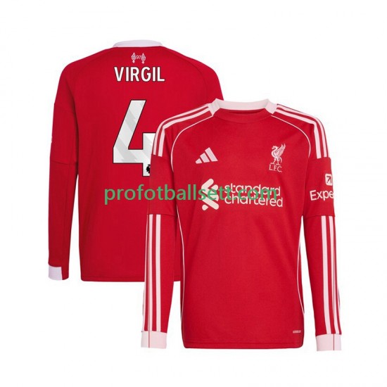 Fotballdrakt Liverpool Virgil van Dijk 4 Herre Hjemmekit 2025-2026 Langermet