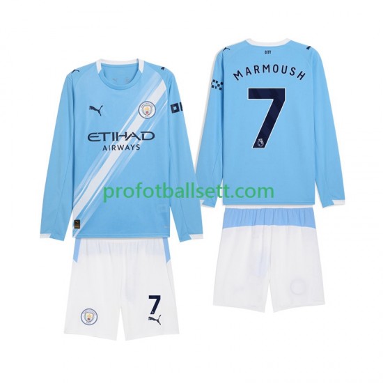 Fotballdrakt Manchester City Omar Marmoush 7 Barn Hjemmekit 2025-2026 Langermet