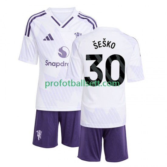 Fotballdrakt Manchester Utd Benjamin Sesko 30 Barn Bortekit 2025-2026 Kortermet