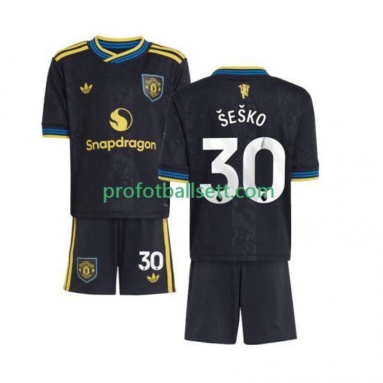 Fotballdrakt Manchester Utd Benjamin Sesko 30 Barn Tredjekit 2025-2026 Kortermet