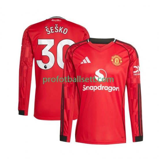 Fotballdrakt Manchester Utd Benjamin Sesko 30 Herre Hjemmekit 2025-2026 Langermet