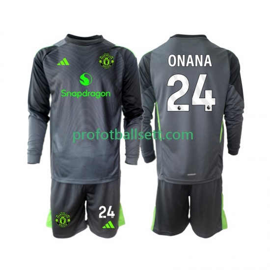 Fotballdrakt Manchester Utd Keeper Andre Onana 24 Barn Bortekit 2025-2026 Langermet