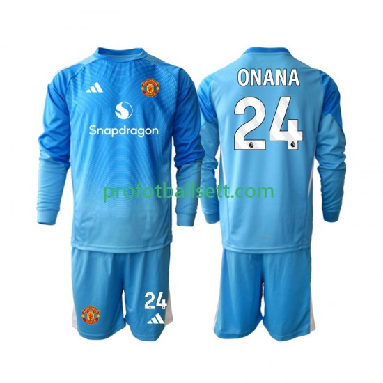 Fotballdrakt Manchester Utd Keeper Andre Onana 24 Barn Hjemmekit 2025-2026 Langermet