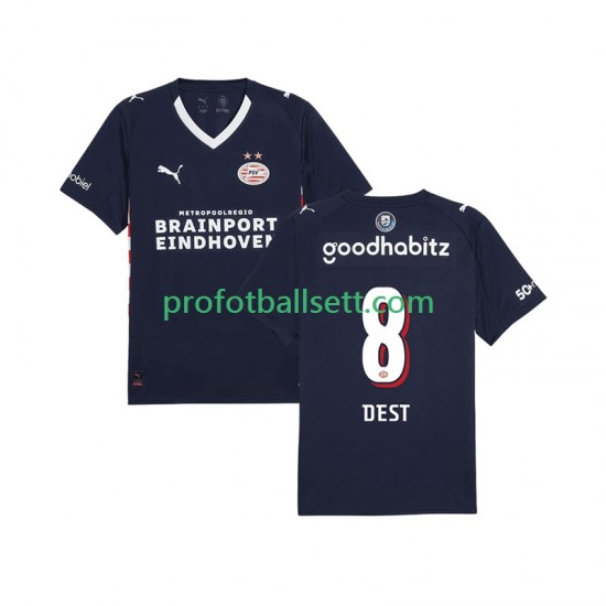 Fotballdrakt PSV Eindhoven Sergino Dest 8 Herre Bortekit 2025-2026 Kortermet