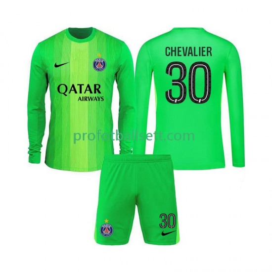Fotballdrakt Paris Saint-Germain Keeper Lucas Chevalier 30 Barn Bortekit 2025-2026 Langermet