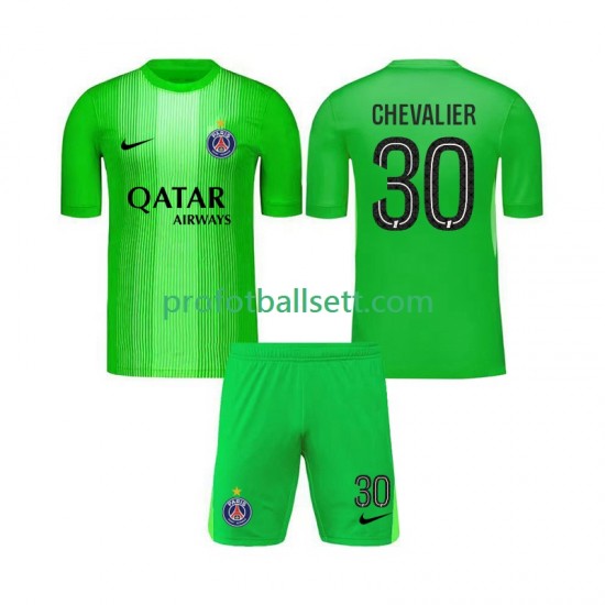 Fotballdrakt Paris Saint-Germain Keeper Lucas Chevalier 30 Barn Bortekit 2025-2026 Kortermet