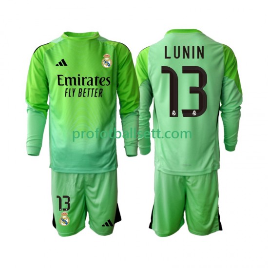 Fotballdrakt Real Madrid Keeper Andriy Lunin 13 Barn Bortekit 2025-2026 Langermet